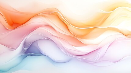 Poster - A mesmerizing abstract background featuring soft waves in pastel shades of orange, pink, and blue. Perfect for creative projects, presentations, and artistic designs.