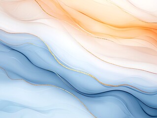 Poster - A mesmerizing blend of soft orange and blue hues, creating flowing waves that evoke a sense of calm and elegance. Perfect for backgrounds, designs, and artistic projects.