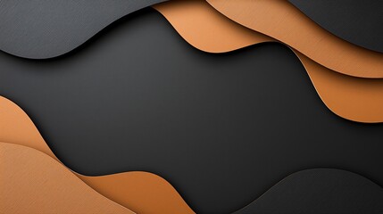 Poster - A modern abstract background featuring smooth, flowing waves of black and brown paper textures creating a stylish and dynamic visual effect for various design applications.