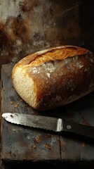 Aufkleber - Freshly baked loaf captures the essence of artisanal bread-making in a rustic kitchen setting