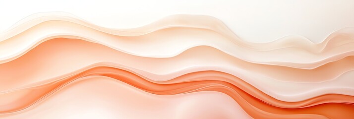 Poster - A smooth, flowing abstract background featuring gentle waves in soft peach and cream tones, perfect for use in design projects, presentations, or as a stylish backdrop.