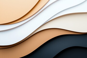 Poster - A stunning abstract background featuring flowing waves of various colors including beige, white, and black, perfect for creative projects, digital design, and modern art.
