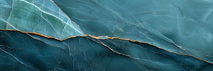 Poster - A stunning abstract display of layered blue and green textures resembling geological formations