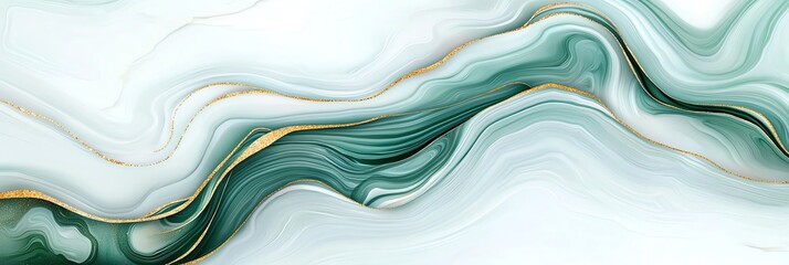Poster - A stunning abstract image featuring flowing lines and rich textures in green and gold hues. Perfect for backgrounds, branding, or creative projects that need a modern touch.