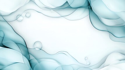 Poster - A stunning abstract design featuring soft blue waves with delicate bubbles
