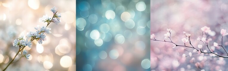 Aufkleber - Soft pastel bokeh tones with delicate blossoms in lavender and mint hues capturing the essence of springtime serenity
