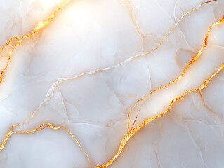 Poster - A stunning close-up of white marble with elegant golden veining. This texture creates a luxurious backdrop for design projects, ideal for wallpapers, backgrounds, and art displays.