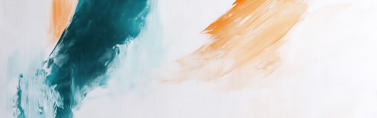 Poster - Minimalist white canvas featuring a single pencil resting gently on the surface with colorful brush strokes