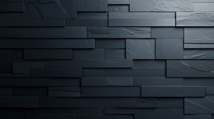 Poster - A textured dark stone wall featuring a modern design with layered rectangular panels, perfect for backgrounds in design projects or interior decor.