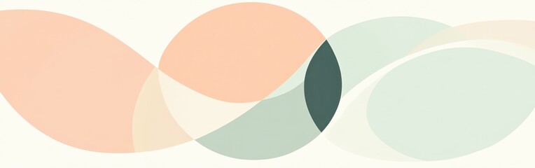 Aufkleber - Faint mint and peach overlapping half-circles creating a soothing abstract pattern for a calm atmosphere