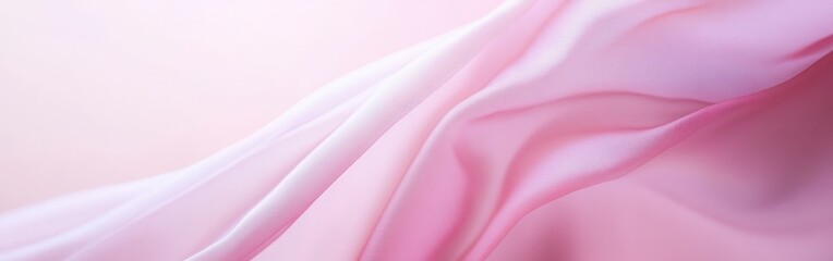 Poster - Soft flowing fabric in a delicate pastel pink gradient creates a serene and calming atmosphere, perfect for a gentle backdrop