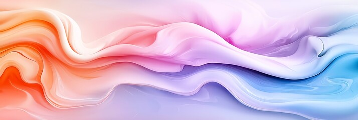 Poster - A vibrant abstract background featuring fluid waves of color in shades of orange, pink, and blue. Ideal for designs requiring a modern and artistic touch.