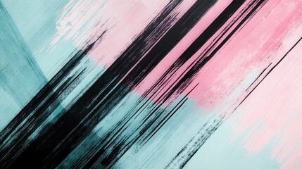 Aufkleber - Elegant gradient with pencil strokes in muted mint and pink, showcasing abstract artistry in soft hues and dynamic lines