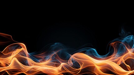 Poster - A vibrant abstract illustration of flowing blue and orange flames on a dark background, creating a dynamic and energetic visual impact for creative projects.