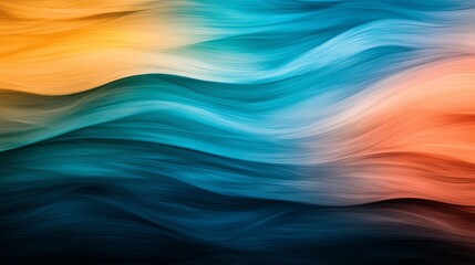 Poster - A vibrant abstract wave pattern combining shades of orange, teal, and blue. The flowing lines create a dynamic and soothing visual appeal, perfect for backgrounds or designs.