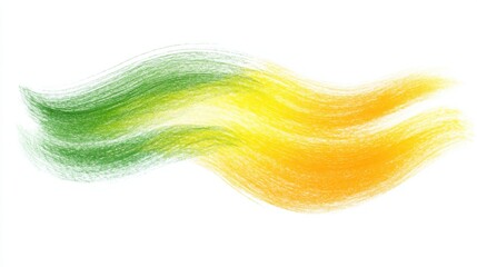 Leinwandbilder - Soft pencil strokes create an abstract composition with flowing green and yellow shades on a white background