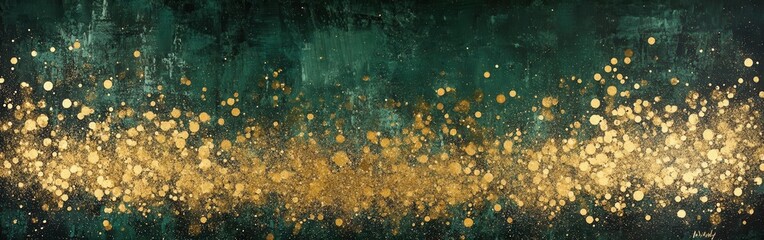 Leinwandbilder - Bright golden sparkles blend seamlessly into a dark background creating a captivating abstract design