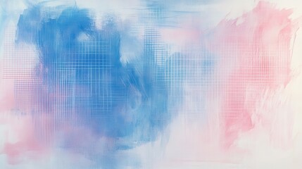 Poster - Abstract pencil strokes create a delicate pastel blue wash combined with soft pink tones, blending harmoniously across the canvas