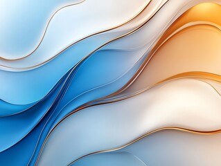 Poster - A visually captivating abstract background showcasing flowing waves in blue and orange hues, perfect for design projects, websites, and digital media.