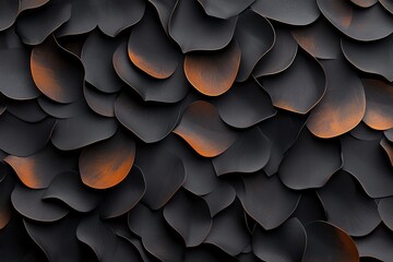 Poster - An abstract arrangement of black and rust-colored curved shapes, creating a textured backdrop that adds depth and visual interest to various design projects.