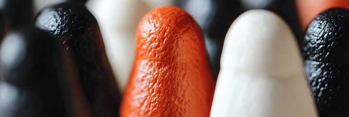 Sticker - Close-up Photograph of Black, White, and Orange Conical Objects