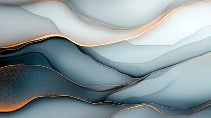Poster - An abstract composition featuring flowing waves of soft colors. The design creates a sense of movement and depth, ideal for backgrounds or modern art projects.