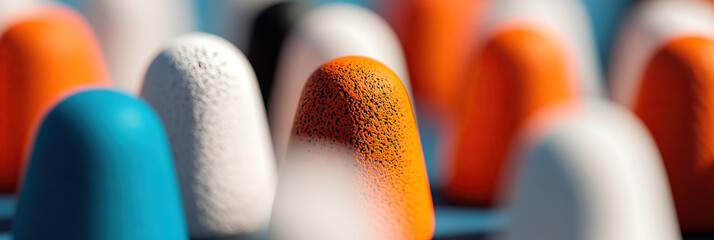 Poster - Close-up Photograph of Colored Cone-Shaped Objects