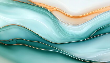 Poster - An abstract composition of fluid waves blending soothing colors. This artwork encapsulates tranquility and movement, making it perfect for backgrounds or artistic projects.