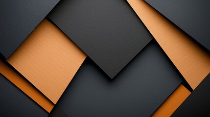 Poster - An abstract composition of layered black and orange paper, showcasing a modern design aesthetic. Perfect for creative projects, backgrounds, or artistic presentations.