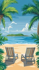 Wall Mural - Tropical beach chairs paradise island vacation relaxation