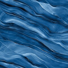 Poster - An abstract flowing blue background featuring smooth, wavy lines. Ideal for use in designs, presentations, or artistic projects, conveying calmness and fluidity.