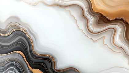 Poster - An abstract fluid design featuring swirling patterns of beige, black, and white. This visually striking texture can be used for backgrounds, wallpapers, and artistic projects.