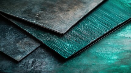 Aufkleber - Scratched steel surfaces in varying textures and shades of green in an industrial setting