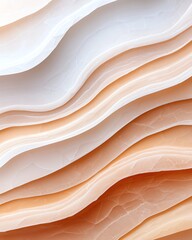 Poster - An abstract pattern of flowing layered textures in soft hues of white and peach. This image captures tranquility and simplicity, ideal for backgrounds and design elements.