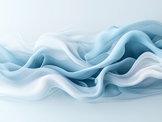 Poster - An abstract representation of flowing waves in soft shades of blue and white, evoking a sense of tranquility and fluidity, perfect for backgrounds and graphic design projects.