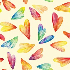 Poster - Colorful doodle cartoon illustrations of vibrant watercolor leaves scattered on a soft background