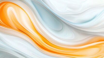 Poster - An abstract swirl of soft colors, combining shades of orange, blue, and white, creating a tranquil and soothing visual experience perfect for backgrounds and design projects.
