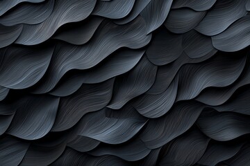 Poster - An abstract texture featuring fluid, wavy patterns in deep black tones. Ideal for backgrounds, design projects, or as a unique visual element in digital arts.