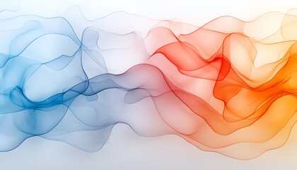 Poster - An abstract wave design showcasing flowing ribbons of blue and orange shades. This vibrant composition captures movement and energy, ideal for creative and modern applications.