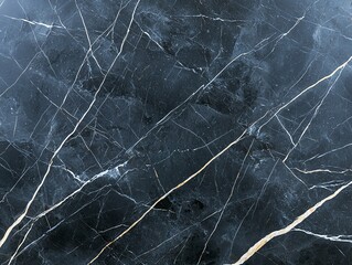 Poster - An elegant black marble texture featuring stunning white veins, perfect for backgrounds, decorations, or design projects requiring a touch of luxury and sophistication.