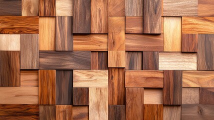 Poster - An intricate pattern of various wood textures arranged artistically. The combination of rich hues creates a warm, inviting atmosphere perfect for home decor or design projects.