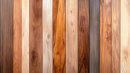 Poster - Beautifully arranged wooden planks showcase a variety of rich colors and textures, perfect for interior design, crafting, or decorative backgrounds.