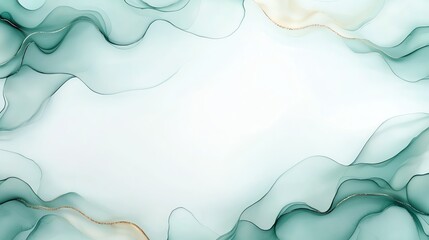 Poster - Elegant abstract background featuring soft, flowing textures in green and gold hues