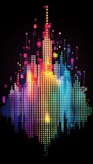 Wall Mural - Abstract Audio Spectrum Visualization with Glowing, Vibrant Bars on a Black Background