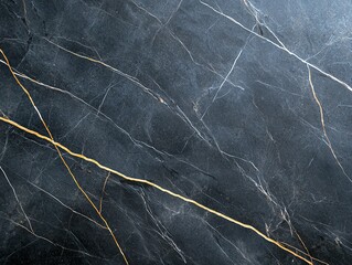 Poster - Elegant black marble surface with striking gold veining. Perfect for interior design, luxury branding, or artistic backgrounds. The polished texture enhances any visual project.