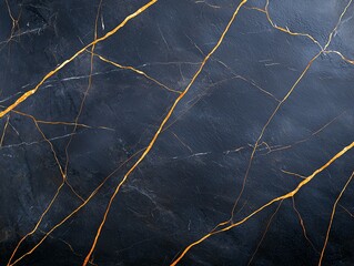 Poster - Elegant black marble surface with striking golden veins, perfect for backgrounds, interior designs, or as a luxurious texture for various creative projects.