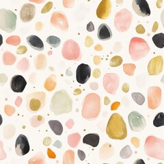 Aufkleber - Gentle doodle cartoon drawings in watercolor showcasing colorful abstract shapes on a light background
