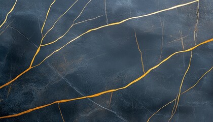 Poster - Black marble abstract background features a dark surface with elegant golden veins. Perfect for design projects, it adds a touch of luxury and sophistication to any creative work.