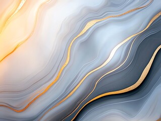 Poster - This abstract background features elegant waves of blue and gold, creating a stylish and modern look. Perfect for design projects, branding, or digital art applications.