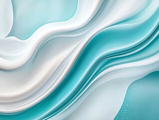 Poster - This abstract design features flowing curves in shades of turquoise and white, creating a calming and versatile background perfect for artistic projects or modern designs.
